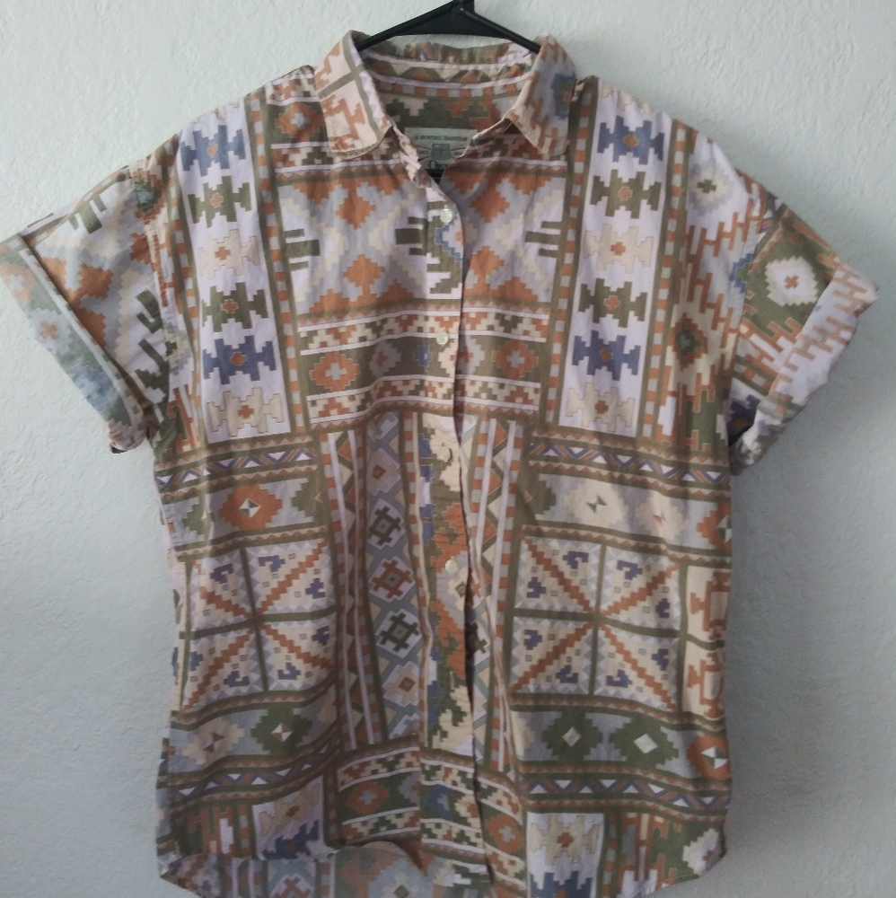 Vintage South Western Tribal Art Button Up